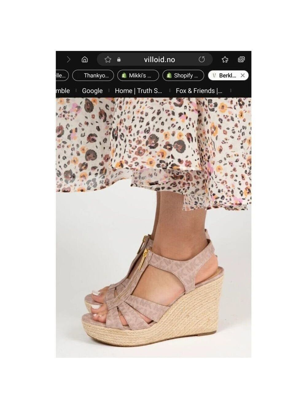 MICHAEL KORS PINK WEDGE SANDAL BERKLEY LOGO JACQUARD SIZE 10 - Picture 13 of 15